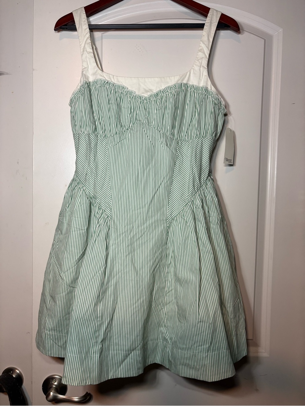 Trixxi Mint and White Striped Fit-and-Flare Mini Dress